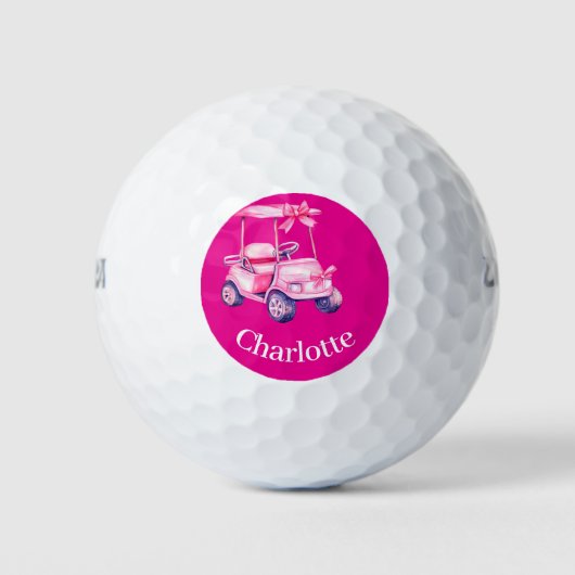 Hot pink winkelwagen naam golfballen (Voorkant)