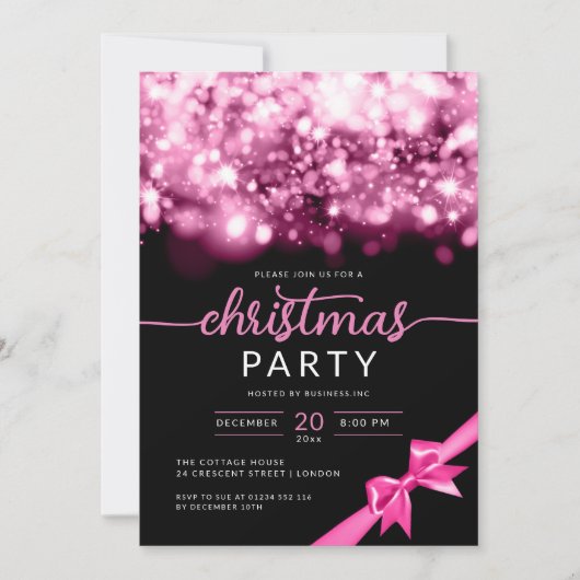 Hot Pink Winter Sparkling Company kerstfeest Kaart (Voorkant)