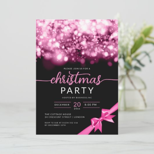 Hot Pink Winter Sparkling Company kerstfeest Kaart (Staand voorkant)
