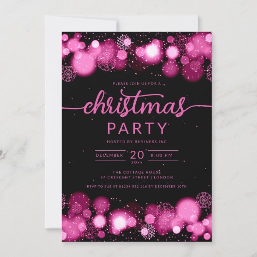 Hot Pink Winter Wonderland Company Kerstmis Kaart (Voorkant)