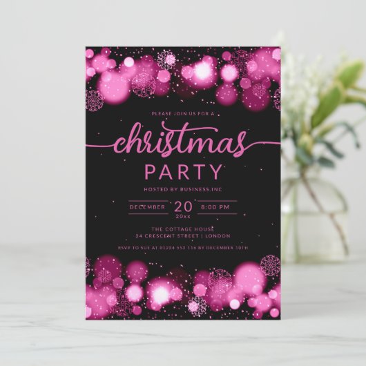 Hot Pink Winter Wonderland Company Kerstmis Kaart (Staand voorkant)