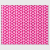 Hot Pink | Wit Damast inpakpapier (Vlak)