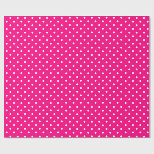 Hot Pink | Wit Polka Dot inpakpapier (Vlak)