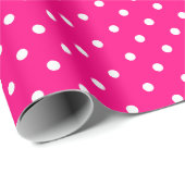 Hot Pink | Wit Polka Dot inpakpapier (Rol Hoek)