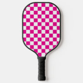 Hot Pink with White Square Pattern with Name Pickleball Paddle (Voorkant)