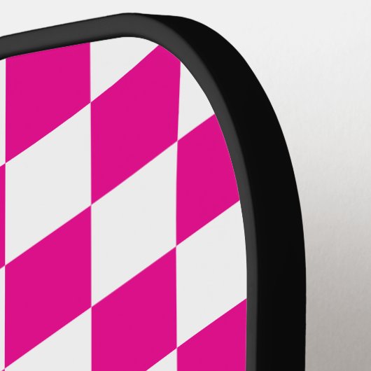 Hot Pink with White Square Pattern with Name Pickleball Paddle (Links Detail)