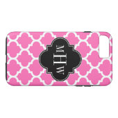 Hot Pink Wt Moroccan #5 Black 3 Initiaal monogram Case-Mate iPhone Case (Achterkant (Horizontaal))