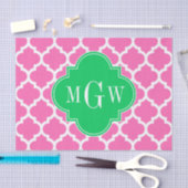 Hot Pink Wt Moroccan #5 Emerald 3 Initiaal Monogra Tissuepapier (Craft)