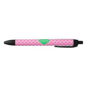 Hot Pink Wt Moroccan #5 Emerald 3 Initiaal Monogra Zwarte Inkt Pen (Bodem)