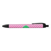 Hot Pink Wt Moroccan #5 Emerald 3 Initiaal Monogra Zwarte Inkt Pen (Bovenkant)
