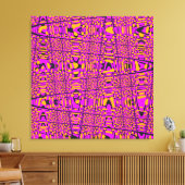 Hot Pink Yellow Black Modern geometrische golf Canvas Afdruk (Insitu (Woonkamer))