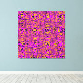Hot Pink Yellow Black Modern geometrische golf Canvas Afdruk (Insitu (Houten vloer))