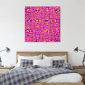 Hot Pink Yellow Black Modern geometrische golf Canvas Afdruk (Insitu (Slaapkamer))