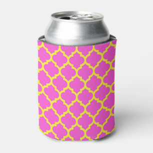 Hot Pink Yellow Moroccan Quatrefoil Pattern #5 Blikjeskoeler