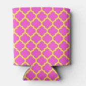 Hot Pink Yellow Moroccan Quatrefoil Pattern #5 Blikjeskoeler (Achterkant)
