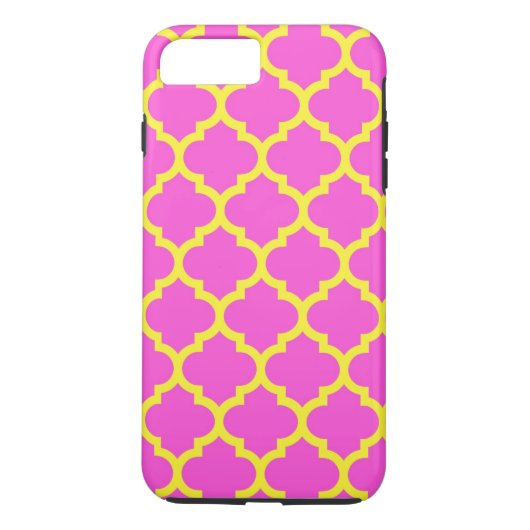 Hot Pink Yellow Moroccan Quatrefoil Pattern #5 Case-Mate iPhone Case (Achterkant)