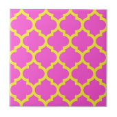 Hot Pink Yellow Moroccan Quatrefoil Pattern #5 Tegeltje (Voorkant)