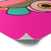 Hot Pink & Yellow RETRO Roller Schaatsen Poster (Hoek)
