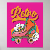 Hot Pink & Yellow RETRO Roller Schaatsen Poster (Voorkant)