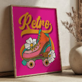 Hot Pink & Yellow RETRO Roller Schaatsen Poster