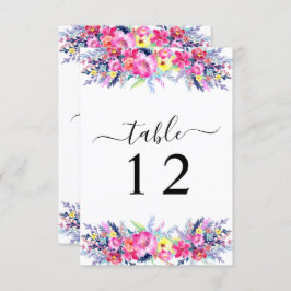 Hot Pink & Yellow Spring Floral Table Number Kaart