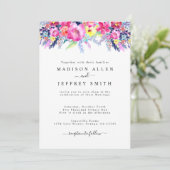 Hot Pink & Yellow Spring Floral Weddenschap Aankondiging (Staand voorkant)