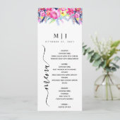 Hot Pink & Yellow Spring Floral Wedding Menu (Staand voorkant)