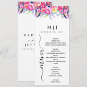 Hot Pink & Yellow Spring Floral Wedding Menu (Voorkant / Achterkant)