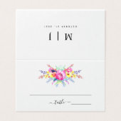 Hot Pink & Yellow Spring Floral Wedding Table Kaar Kaart (Buitenkant ongevouwen)