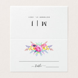 Hot Pink & Yellow Spring Floral Wedding Table Kaar Kaart