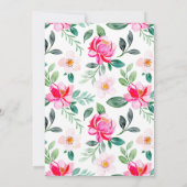 Hot Pink Yellow Watercolor Floral Bridal Luncheon Kaart (Achterkant)