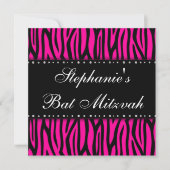 Hot Pink Zebra Diamonds Bat Mitzvah Kaart (Voorkant)