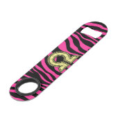 HOT PINK ZEBRA GOLD OMEGA SPEED FLESSENOPENER (Achterkant Gekanteld)