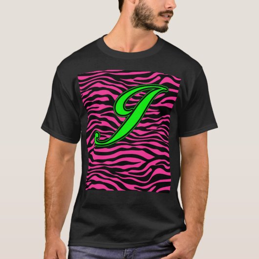 HOT PINK ZEBRA GREEN J T-SHIRT (Voorkant)