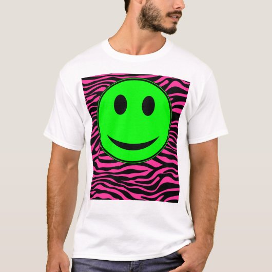 HOT PINK ZEBRA GREEN T-SHIRT (Voorkant)