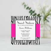 Hot Pink Zebra Modern Sweet 16 Kaart (Staand voorkant)