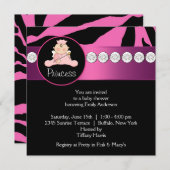 Hot Pink Zebra Princess Girl Baby shower Kaart (Voorkant / Achterkant)