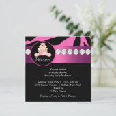 Hot Pink Zebra Princess Girl Baby shower Kaart (Staand voorkant)