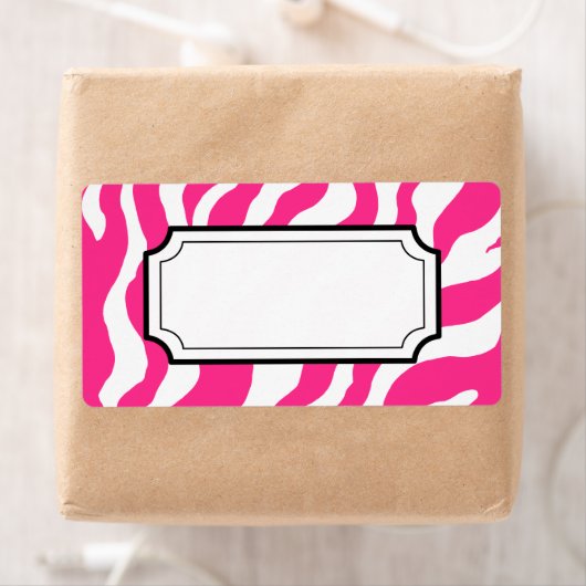 Hot Pink Zebra Print Label (Insitu)