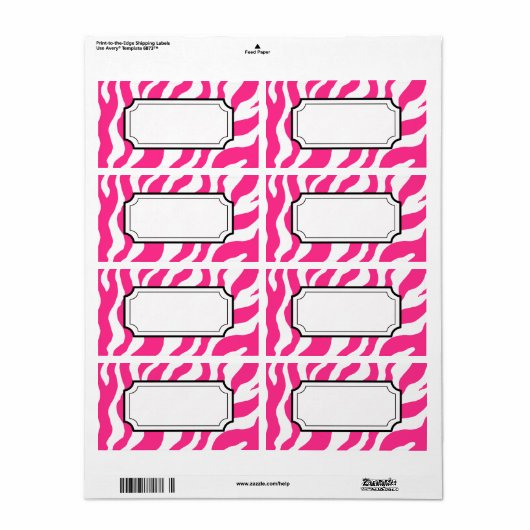 Hot Pink Zebra Print Label (Full Sheet)