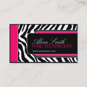 Hot Pink Zebra Print Salon Visitekaartjes
