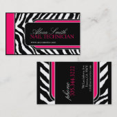 Hot Pink Zebra Print Salon Visitekaartjes (Voorkant / Achterkant)