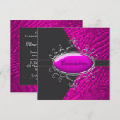Hot Pink Zebra Quinceanera Kaart (Voorkant / Achterkant)