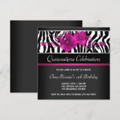 Hot Pink Zebra Quinceanera Uitnodigingen (Voorkant / Achterkant)