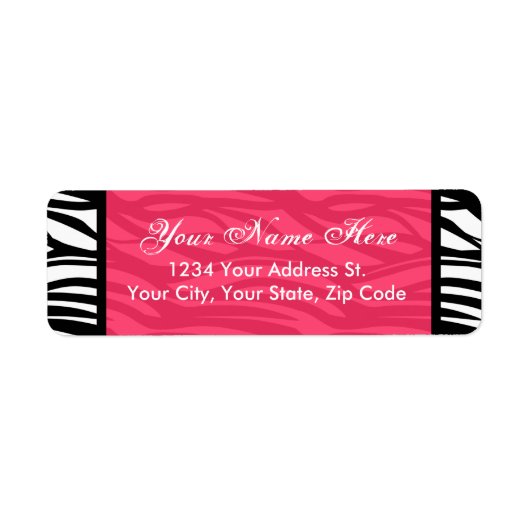 Hot Pink Zebra Return-adreslabels Etiket (Voorkant)