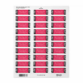 Hot Pink Zebra Return-adreslabels Etiket (Full Sheet)