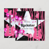 Hot Pink Zebra Rockstar Baby Girl Shower Kaart (Voorkant / Achterkant)