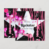 Hot Pink Zebra Rockstar Baby Girl Shower Kaart (Voorkant / Achterkant)