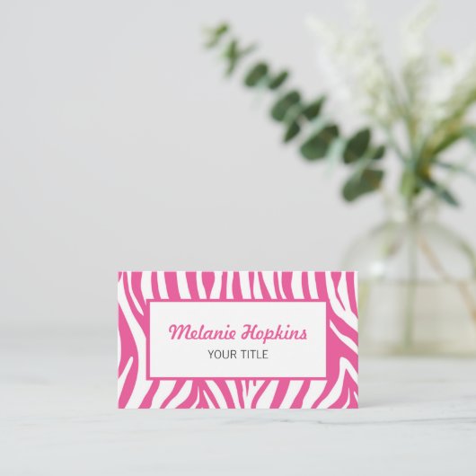 Hot Pink Zebra Stripes Generic Name Visitekaartje (Staand voorkant)