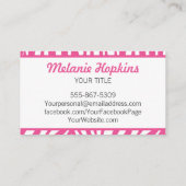Hot Pink Zebra Stripes Generic Name Visitekaartje (Achterkant)